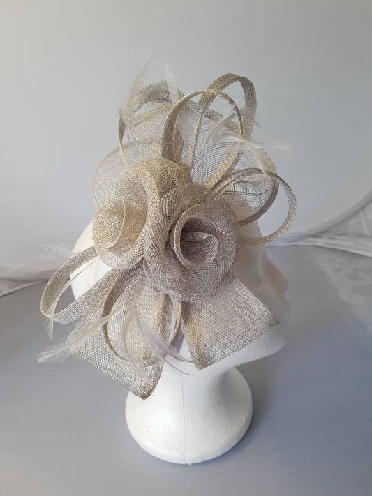 Grey Fascinator Hatinator with Band & Clip Weddings Races, Ascot, Kentucky Derby, Melbourne Cup