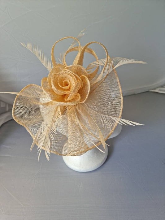 Champagne Colour  Fascinator Hatinator with Band & Clip Weddings Races, Ascot, Kentucky Derby, Melbourne Cup