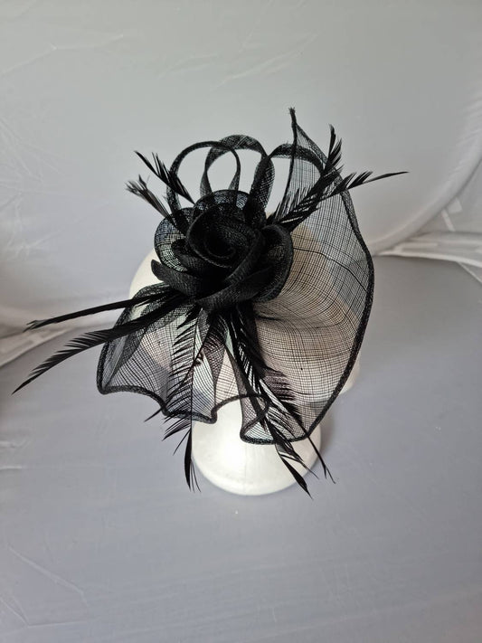 Black Colour  Fascinator Hatinator with Band & Clip Weddings Races, Ascot, Kentucky Derby, Melbourne Cup
