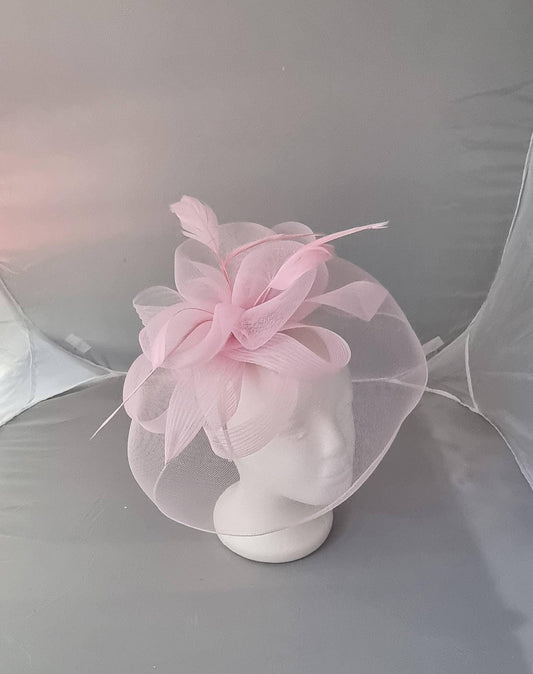 Light Baby Pink Fascinator Hatinator with Band & Clip Weddings Races, Ascot, Kentucky Derby, Melbourne Cup