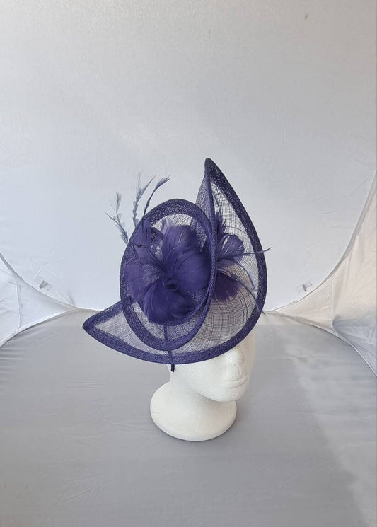 Dark Purple Fascinator Hatinator with Band & Clip Weddings Races, Ascot, Kentucky Derby, Melbourne Cup