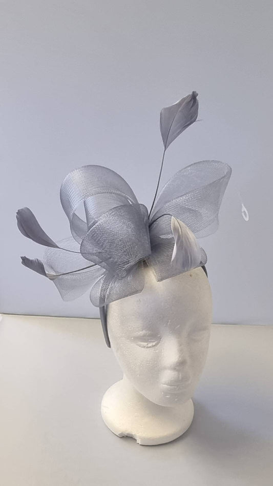 Grey Colour Fascinator Hatinator with Band & Clip Weddings Races, Ascot, Kentucky Derby, Melbourne Cup - Small Size