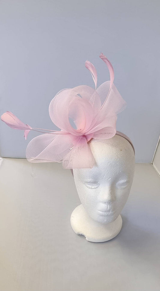 Baby Pink Colour Fascinator Hatinator with Band & Clip Weddings Races, Ascot, Kentucky Derby, Melbourne Cup - Small Size