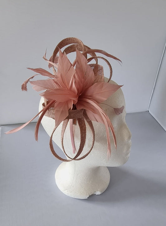 Dusty Pink Fascinator Hatinator with Band & Clip Weddings Races, Ascot, Kentucky Derby, Melbourne Cup